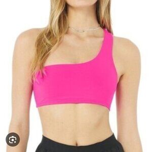 ALO Yoga Hot Pink Asymmetrical Sports Bra